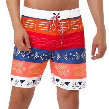 Lars Amadeus Men's Summer Contrast Color Drawstring Waist Swim Shorts