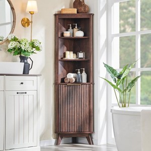 SinCiDo 68" Tall Corner Cabinet with Modern Fluted Design, Adjustable Shelves & Curved Profile for Bathroom, Living Room, Kitchen - 1 of 4