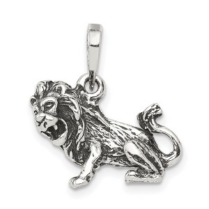 Black Bow Jewelry Sterling Silver Leo the Lion Zodiac 3D Antiqued Pendant - 1 of 4