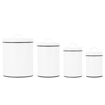 Retro White Stainless Steel Kitchen Canister Set of 4