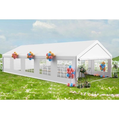 Heavy Duty Outdoor Party Tent w/ Removable Sidewalls, Large White Wedding/Event Canopy w/ Steel Frame