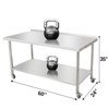 60X24x35 Inch Stainless Steel Work Table with Double Shelf, Heavy Duty Prep Station for Kitchen Restaurant or Garage Storage - 2 of 4