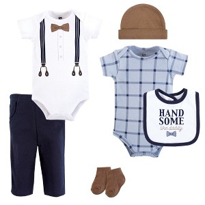 Hudson Baby Infant Boy Cotton Layette Set, Navy Handsome Daddy - 1 of 4