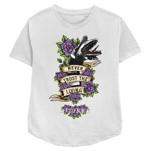Women's Beetlejuice Never Trust the Living Rose Tattoo T-Shirt - 1 of 3