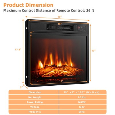 18-Inch Black Iron Electric Fireplace with Glass Mantel