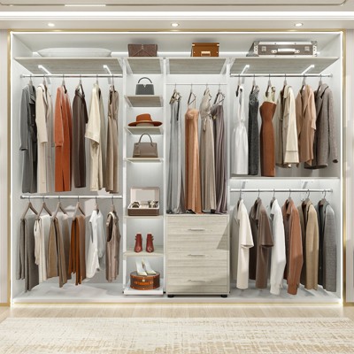 Aheaplus 96'' Wide Heavy-duty Closet Organizer System with Drawers and Tower Kit