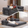 Convertible Floor Sofa Bed with Pillow and Armrest, Corduroy Floor Couch for Living Room or Bedroom, Compression Futon Sofa for Small Spaces-Koiai - 4 of 4