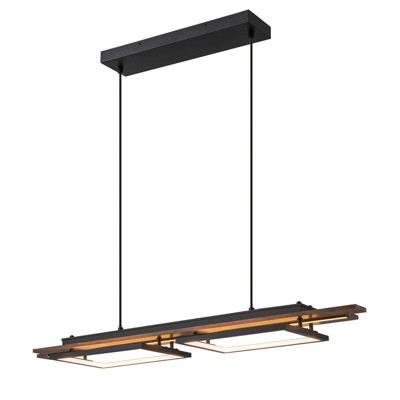 LLHZSY Wood Island Pendant Chandelier 39 2/5" Wide Farmhouse Rustic 2-Light Fixture for Dining Room Kitchen