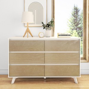 Max & Lily Solid Wood Scandinavian 6-Drawer Dresser - 1 of 4