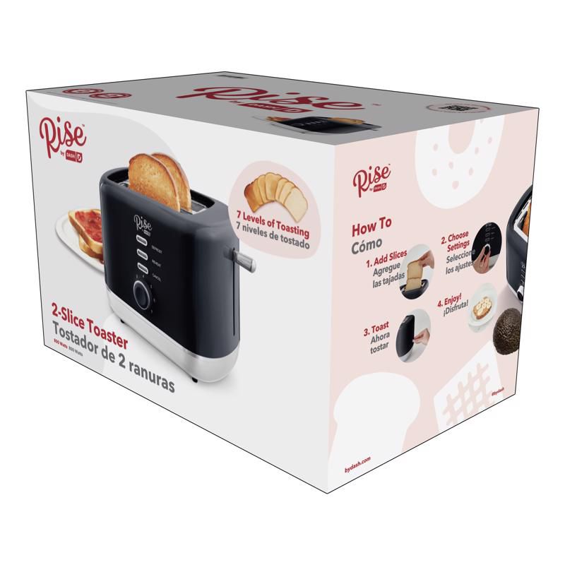 Rise by Dash Plastic Black 2 slot Toaster 7.4 in. H X 7.2 in. W X 11.1 in. D, 3 of 7