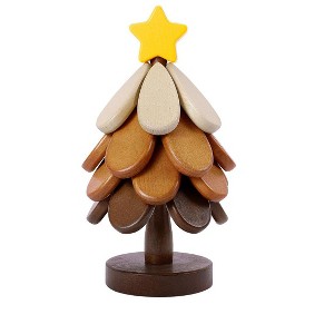 Itopfox Wooden Christmas Tree Trivet Set of 4 for Hot Dishes, Pots, Pans, Bowls, Teapots & Drinks, Festive Home Table Decor in Walnut Wood - 1 of 4