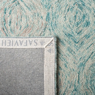 Off-White and Sea Blue Hand-Tufted Wool 4' x 6' Rug
