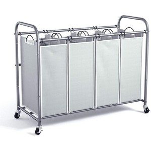 4 Section Heavy Duty Laundry Sorter, Separated Laundry Hamper Cart with Wheels and Removable Bags, Rolling Laundry Basket Organizer - 1 of 4
