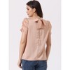 Allegra K Women's Puff Short Sleeve Mock Neck Pleated Tie Back Office Work Satin Tops - 3 of 4
