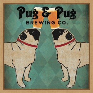 Amanti Art Pug and Pug Brewing Square by Ryan Fowler Framed Canvas Wall Art - 1 of 4