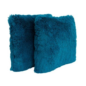 2pk Ocean Depths Chubby Faux Fur Pillow Blue - Décor Therapy