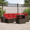 vidaXL 7 Piece Patio Sofa Set with Cushions Brown Poly Rattan - 2 of 4