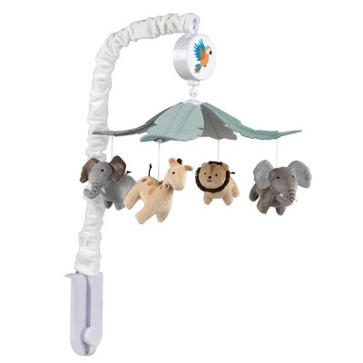 Cream and Gray Velour Jungle Friends Musical Baby Crib Mobile