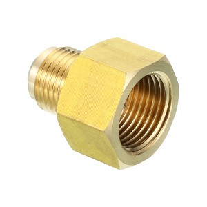 Unique Bargains Fit Air Gas Line Refrigeration Brass SAE 45 Degree Flare Plumbing Connectors - 1 of 4