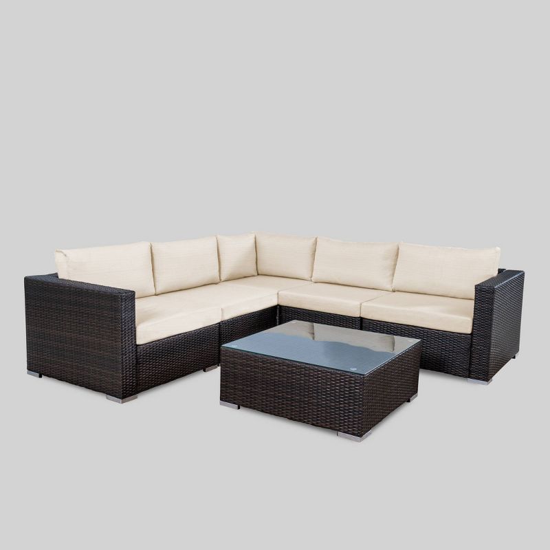 Santa Rosa 6pc Wicker Seating Sectional Set with Cushions - Christopher Knight Home, 3 of 7