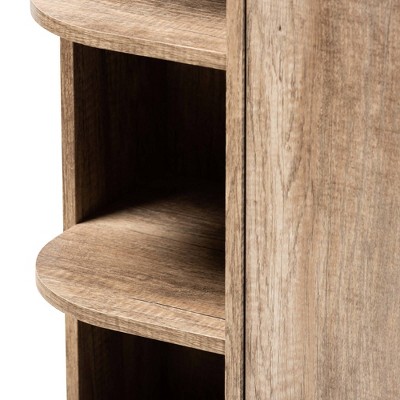Rustic Oak 2-Door Shoe Cabinet with Open Shelves