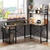 Aheaplus L Shaped Desk with Charging Staion and LED Light, Corner Computer Desk with Hutch and Monitor Stand - 3 of 4