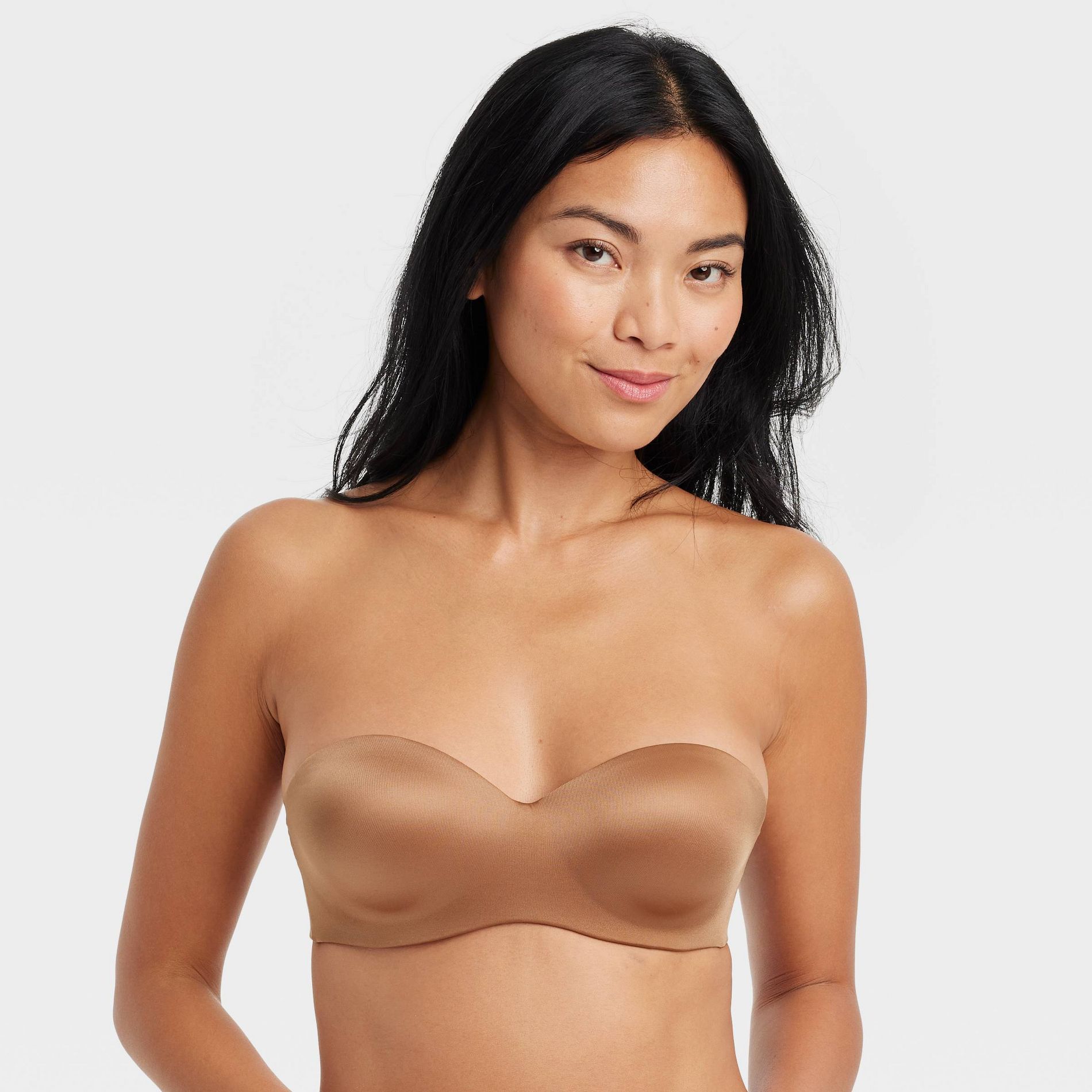 Women's Push Up Strapless Bra - Auden™ Caramel 38B: Medium Lift, Removable Straps, Adjustable Closure