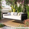 Patio Porch Swing, Loveseat Garden Swing Bed Wood Hanging Seat with Ropes - ModernLuxe - 2 of 4