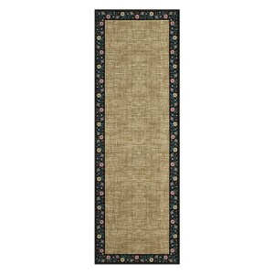 Washable Modern Floral Living Room Rugs, Soft Non Slip Bordered Bedroom Carpet, Ultra Thin Foldable Accent Mat for Dining Room - 1 of 4