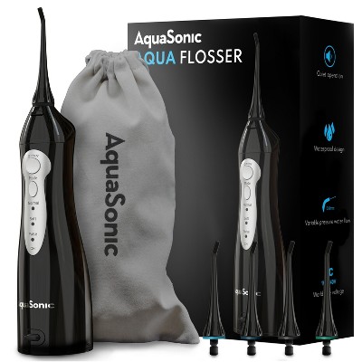 Aquasonic Aqua Flosser - Professional Rechargeable Water Flosser Black