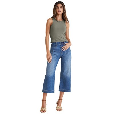 VENUS Womens Sophia Wide Leg Crop Jeans