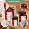 GAOMON Set of 3 Christmas Lighted Gift Boxes, Pre-Lit Gift Present Boxes with Ribbons and Bows, Xmas Ornaments - 2 of 4