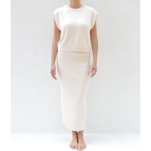Women's Cotton Ribbed Aisling Skirt in Pearl by Tomorrow Studio - 1 of 4