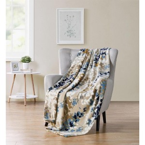Kate Aurora Modern Floral Ultra Soft & Plush Throw Blanket Cover - 50 in. W x 70 in. L - 1 of 3