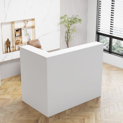 FUFU&GAGA Modern L-Shaped Solid + Manufactured Wood Reception Desk