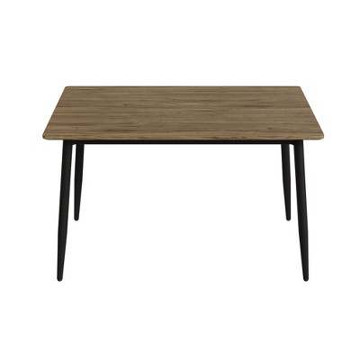 Vynxaria Dining Tables - Modern Minimalist Wood Grain Table with Black Metal Legs, Seats 4-6