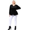 Agnes Orinda Women's Plus Size V Neck Tulip Hem Long Sleeve Peplum Velvet Blouses - 3 of 4