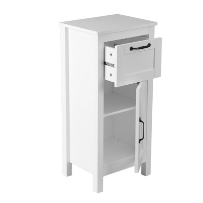 Sleek White MDF Wood Bathroom Storage Cabinet with Adjustable Shelf