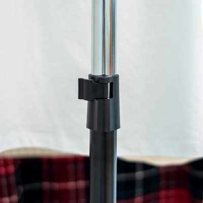 Adjustable Black Metal Single Rod Garment Rack with Wheels