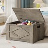 39.4in / 23.6in Storage Chest, Wooden Storage Bench With 2 Safety Hinges, Easy Assembly, Large Toy Chest for Entryway, Living Room, Bedroom - 2 of 4