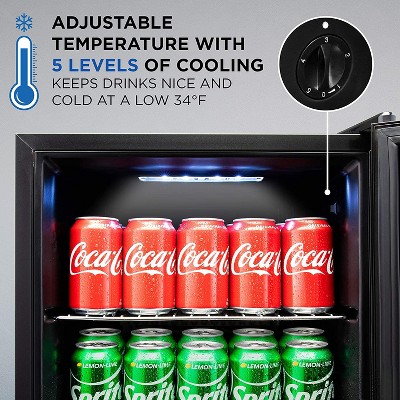 Compact Stainless Steel Beverage Refrigerator with Glass Door