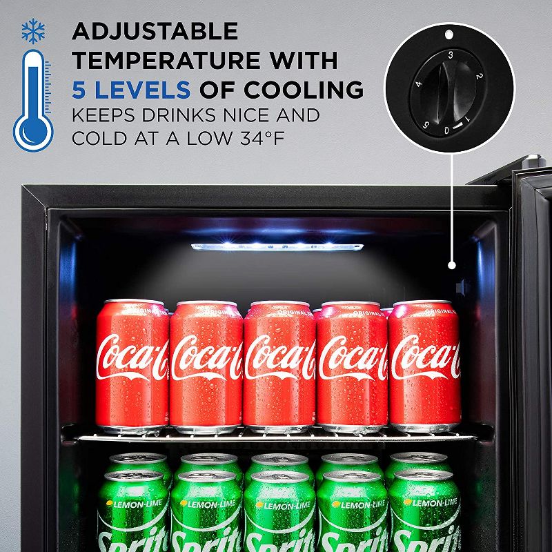 Ivation 62 Can Beverage Refrigerator | Freestanding Ultra Cool Mini Fridge |Reversible Glass Door & Adjustable Shelving - Stainless Steel, 2 of 7