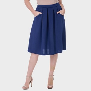 24seven Comfort Aapparel Womens Pleated Elastic Waist Knee Length Pocket Skirt - 1 of 4