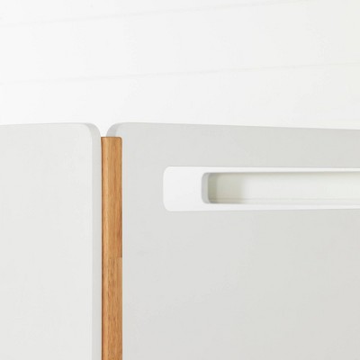 Twin White and Natural Wood Bunk Bed with Guardrails