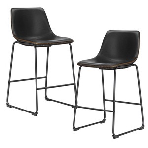JIONJOY 26 in. Metal Frame Counter Stool with Faux Leather Seat Set of 2 - 1 of 4