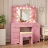 Fredees Vanity Desk: Large Mirror, Lights, Charging Station, 6 Drawers, Makeup Dressing Table with Storage Stool - 4 of 4