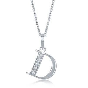 Bella Silver Sterling Silver 0.03cttw Diamond Accent Initial 18" Pendant Necklace - 1 of 2