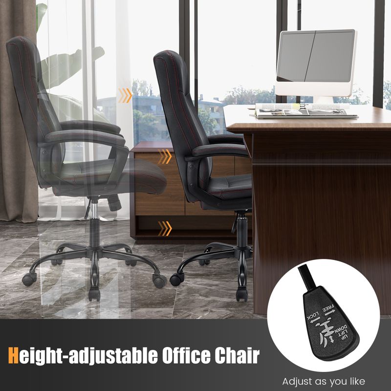 Costway Adjustable Home Office Computer Chair Swivel Rocking Executive Desk Chair with Arms, 5 of 11