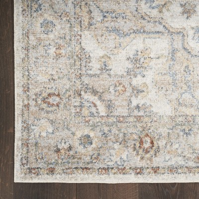 Grey Multicolor Synthetic Medallion Runner Rug 2'2" x 8'