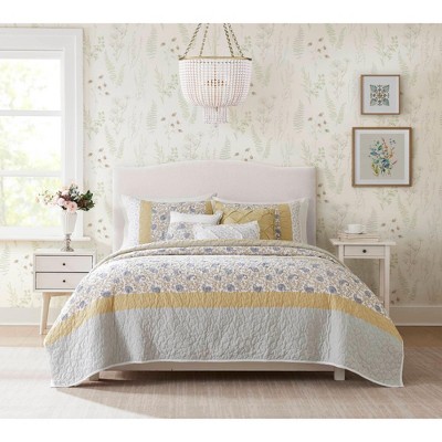 6 Pcs Elegant Cotton Percale Reversible Quilt Set, All Season Bedding Sets, Cozy Home Textile for Lux Bedroom Decor